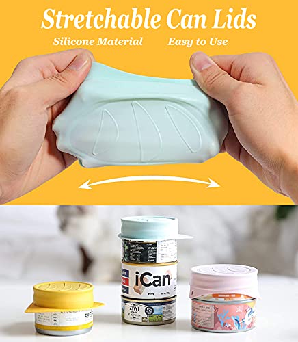 3 Pack Dog Cat Food Can Lids - Silicone Stretch Lids Covers For Pet Food Cans, Reusable Universal Size Fit Medium And Large Size Cans #TOP3