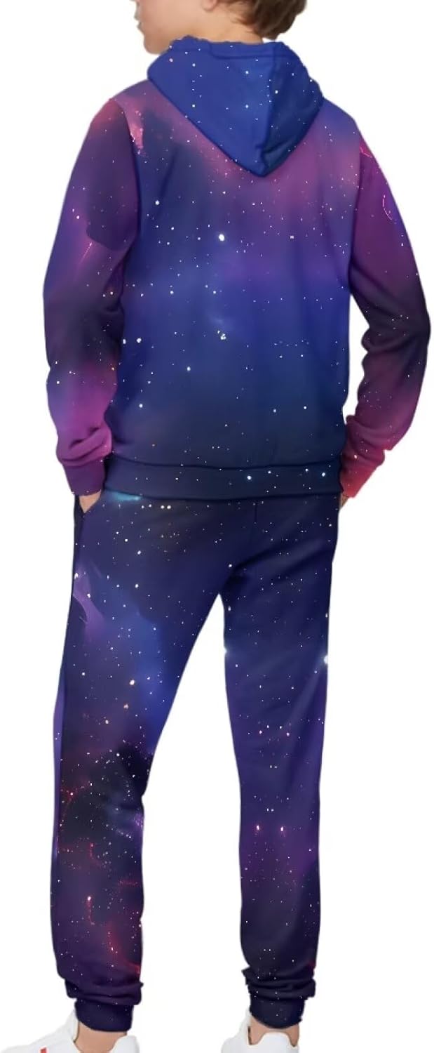 Boy's 2 Piece Outfit Long Sleeve Pullover Sweatshirt and Jogger Sweatpants Hoodie & Pants Set 6-16T