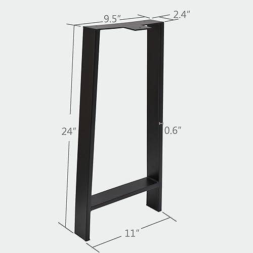 Miniatura 5 de Warmaxx Patas de mesa de metal resistente, patas de hierro negras tipo H, patas de hierro de 24 pulgadas de altura, tubo cuadrado industrial, patas