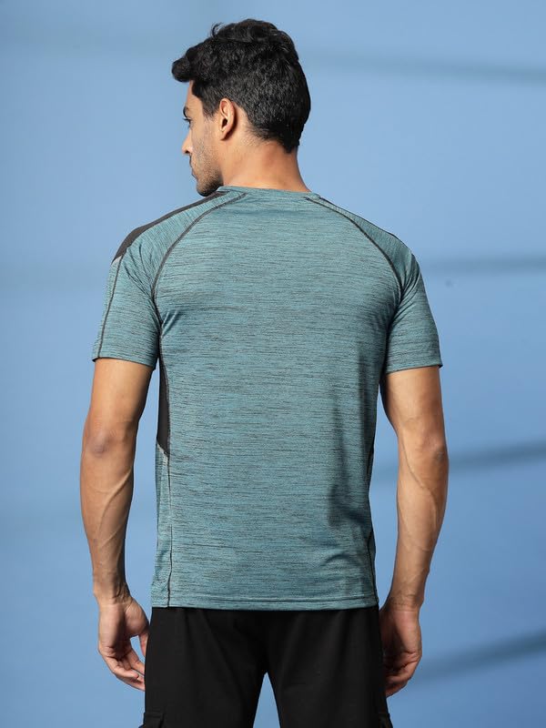 Image of CHKOKKO Men's Quick Dry Half Sleeve Regular Fit Lightweight Round Crew Neck Active Sportswear Gym T-Shirt for Workout Training Running and Fitness Activities Seagreen 5XL