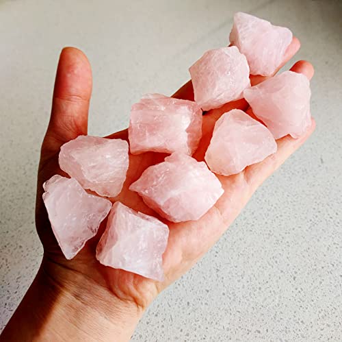 Luckeeper 0.5 lb Rough Crystals Bulk Raw Rose Quartz Healing Stones for Tumbling, Wire Wrapping, Wicca Reiki,Meditation and Home Decor