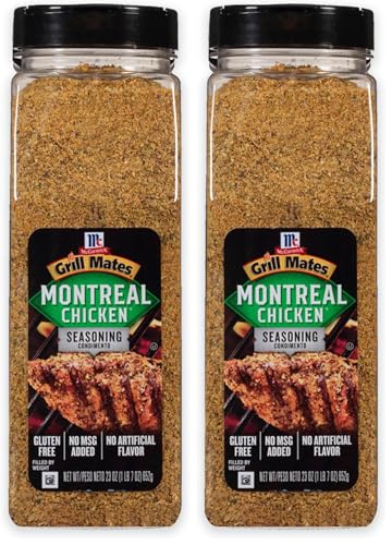 Image of McCormick Grill Mates Montreal Chicken Seasoning, 23 oz - One 23 Ounce Container of Montreal Chicken Seasoning with Blend of Garlic,Onion,Black & Red Pepper and Paprika for Meats & Seafood (Pack of 2)