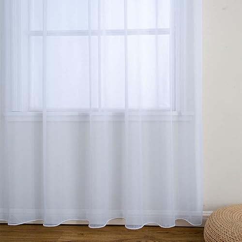 Miniatura 4 de Linentalks Cortinas traslúcidas blancas extra anchas para sala de estar, cortina de puerta de patio para puerta corrediza, cortinas divisoras de