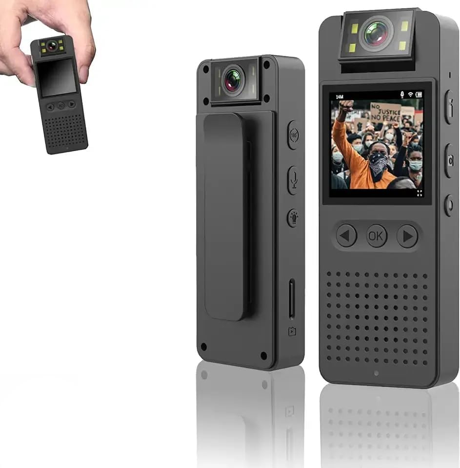 TECHNOVIEW 1080P HD Audio Video Recorder with 1.4-inch Screen, 180° Rotating Lens, Night Hd Vision, Noise Reduction Recording, Smart Ap Hotspot, Mobile Monitoring - Black