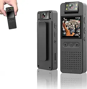 TECHNOVIEW 1080P HD Audio Video Recorder with 1.4-inch Screen, 180 Rotating Lens, Night Hd Vision, Noise Reduction Recording, Smart Ap Hotspot, Mobile Monitoring - Black