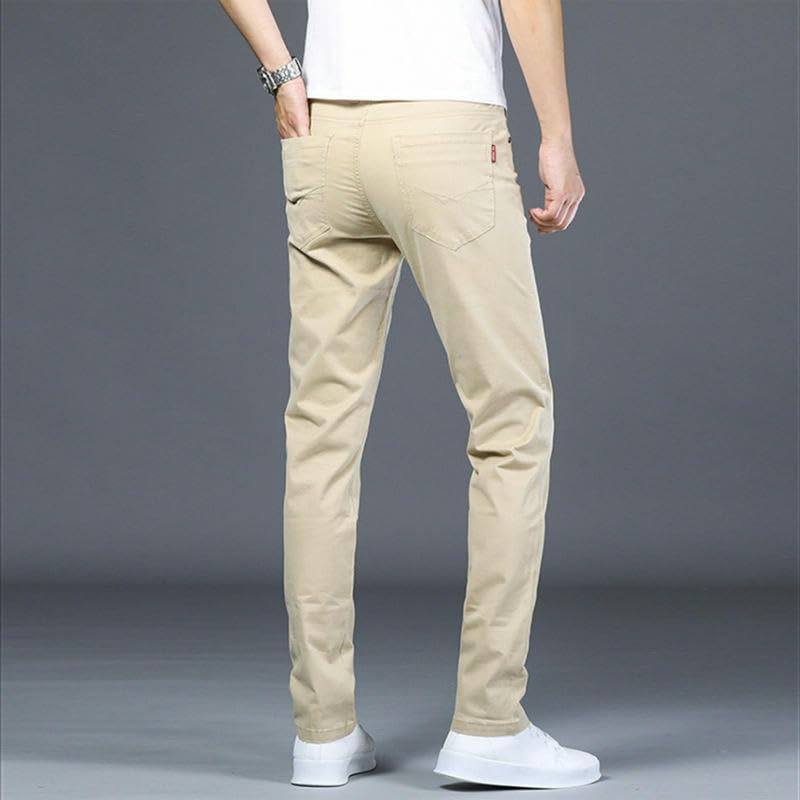 Men's Spring Autumn Khaki Business Slim Straight Versatile Elastic Casual Pants4
