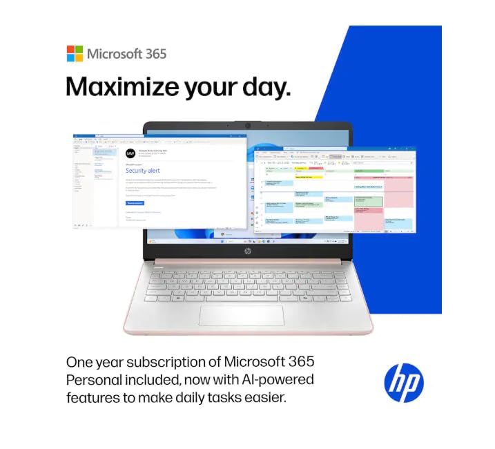 Image of HP 14 inch Business Laptop Computer with 1-Year Office 365, Intel Quad-Core N150 Processor, 4GB RAM 128GB UFS, Windows 11 Home, PLUSERA Earphones, Pale Rose Gold