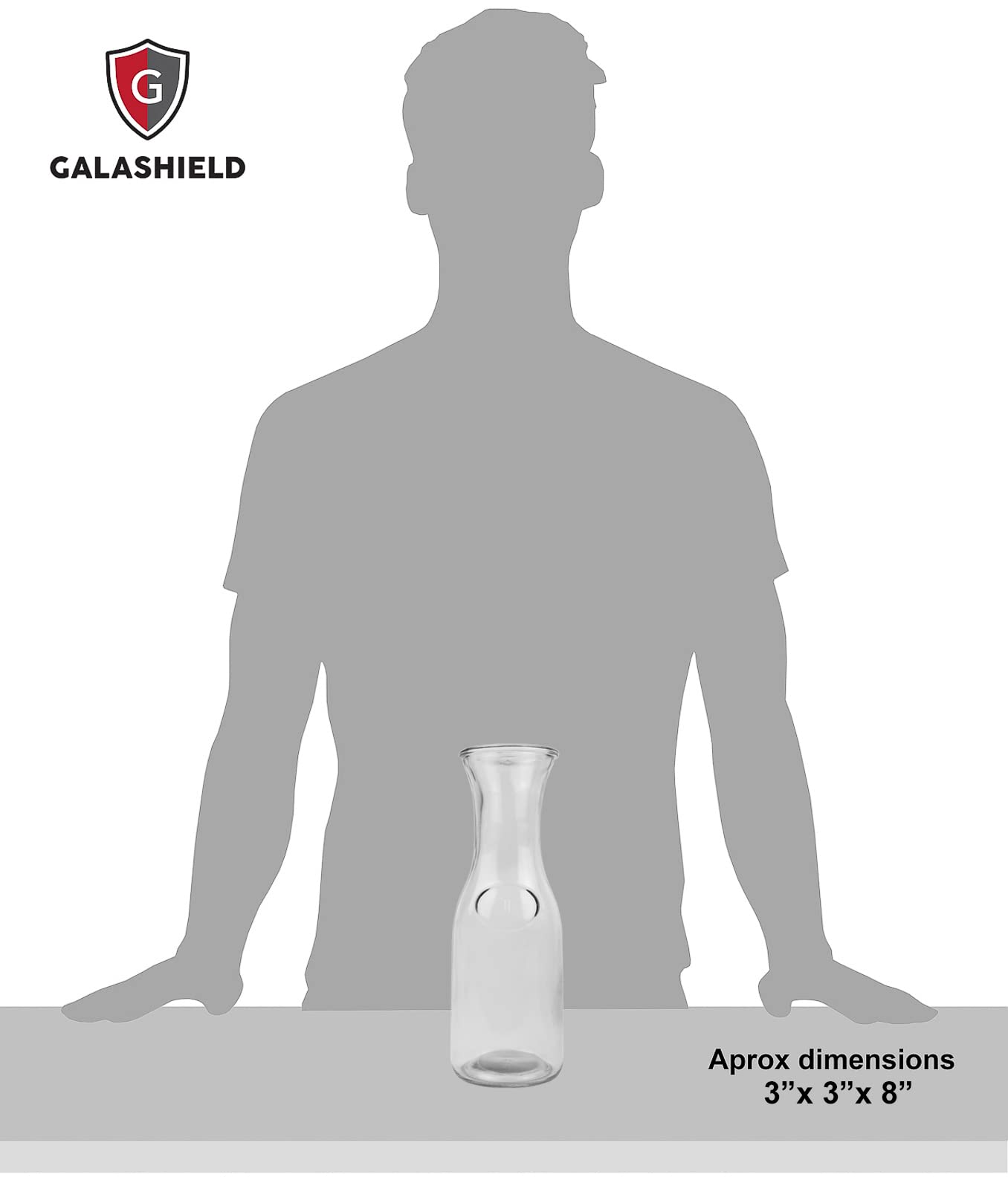 Glass Carafe 17 oz. Water Decanter, Juice Pitcher | Ideal for Wine, Milk, Juice & Mimosa Bar [Set of 4]