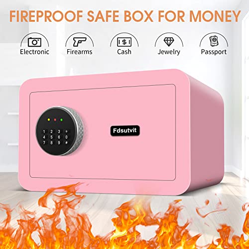 0.5 Cu Ft Fireproof Small Safe Box For Money, Digital Home Security Safe With Programmable Keypad And Removable Shelf, Money Safe For Firearm Medicine Money Documents Valuables (Pink) #TOP1