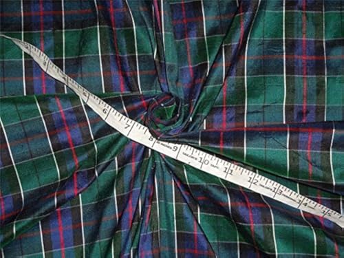 Tissu en soie Dupioni haut de gamme style écossais au mètre DUP#C13