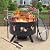 NATURAL EXPRESSIONS 32 Inch Large Fire Pit with 2 Grills, Outdoor Wood Burning Fire Pit with Cooking Grate, Lid, Poker and Round Waterproof Cover for Patio, Ourside, Bonfires, Picnic, Party.