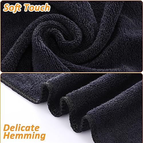 Kinlop 100 Pieces Black Microfiber Salon Towels Bulk Bleach Proof Salon Towels Bleach Resistant Hand Towels Absorbent Hair Drying Towels Salon Towels Set For Salon Spa Gym Beauty Home 12 X 24 Inches #TOP2