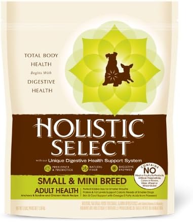 Holistic Select Natural Dry Small Breed Dog Food, Anchovy, Sardine & Chicken, 3-Pound Bag