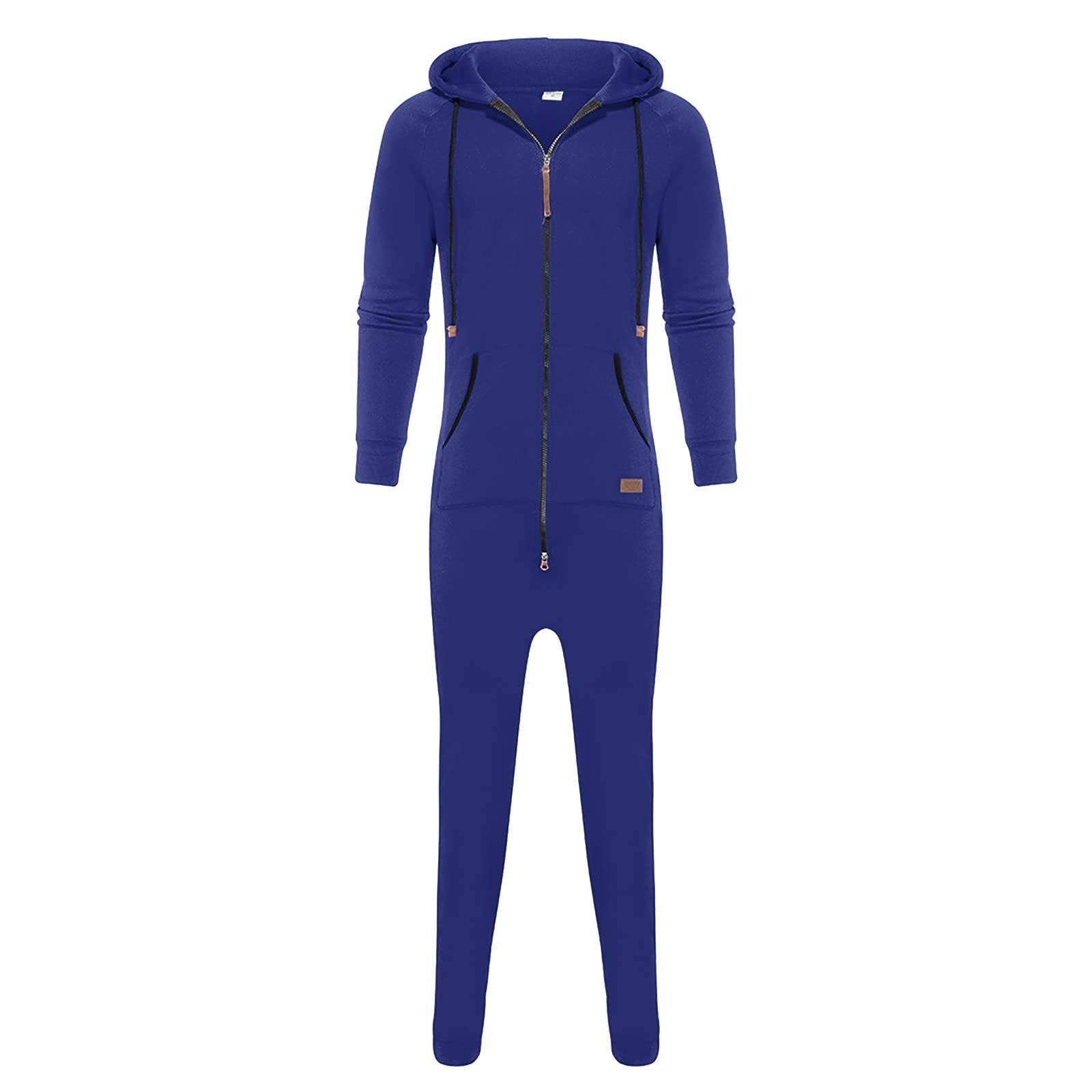 GenericMens Onesie Hooded Jumpsuit Zip Up One Piece Pajamas Playsuit Jogger  Sweatsuit Overall Romper Jogging Tracksuit with Pockects