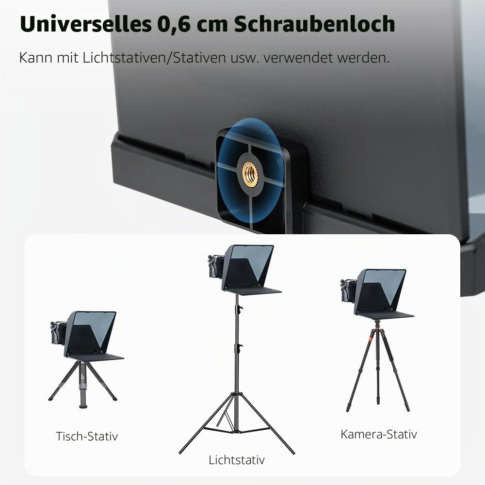 Ambitful T1 Pro Teleprompter für Handy mit Desktop-Stativ, schnell einzurichten, tragbares Teleprompter-Set mit Fernbedienung, unterstützt Smartphone/DSLR/Mini-Tablet (unter 8,3 Zoll), für YouTube