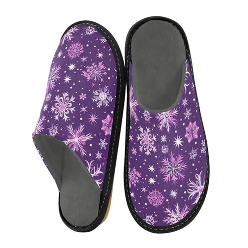 Slippers for Women Beautiful Snowflakes Pattern Soft Winter Warm Shoes Indoor Outdoor Non-Slip House Travel Slippers