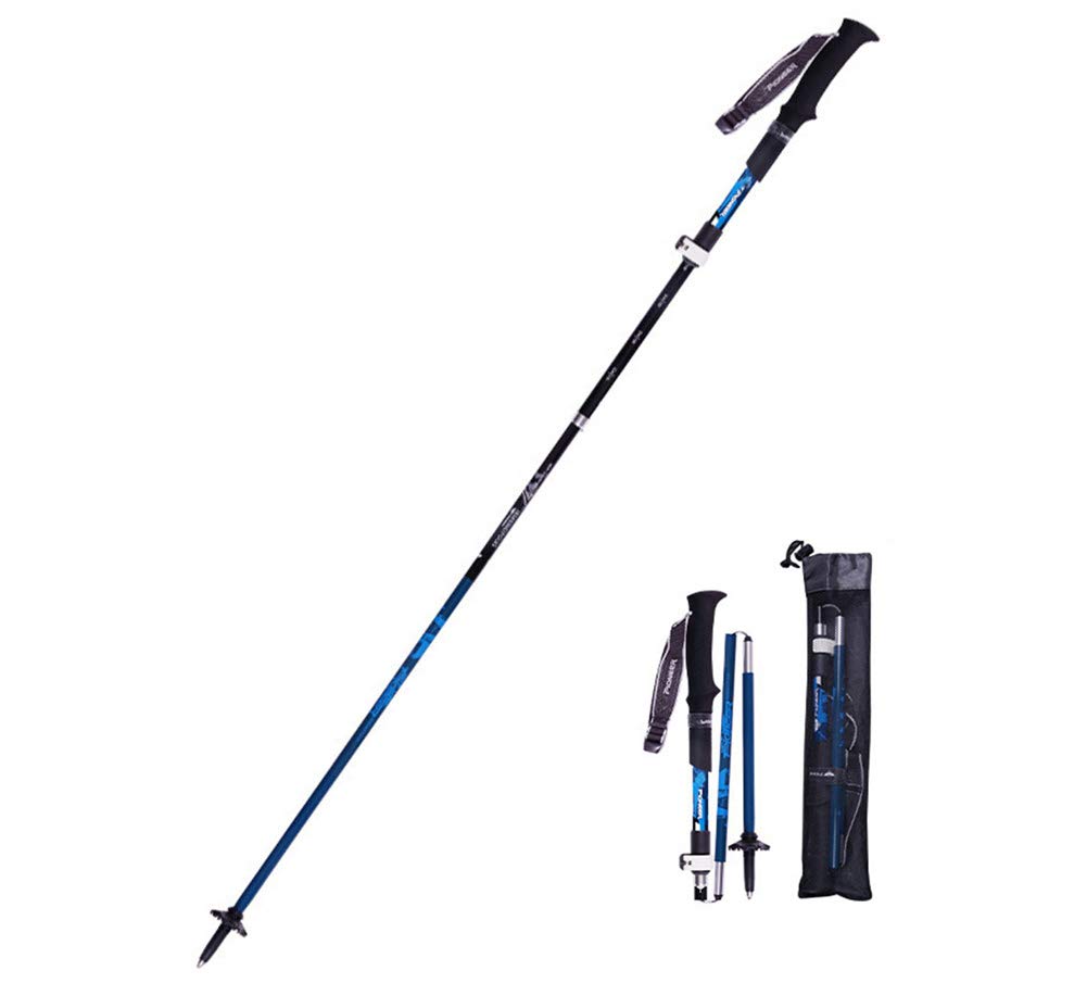 Bastoncini da trekking pieghevoli Sistema di bloccaggio rapido telescopico Bastoncini da trekking Bastoncini da passeggio in alluminio leggero e fibra di carbonio con impugnatura in schiuma EVA per