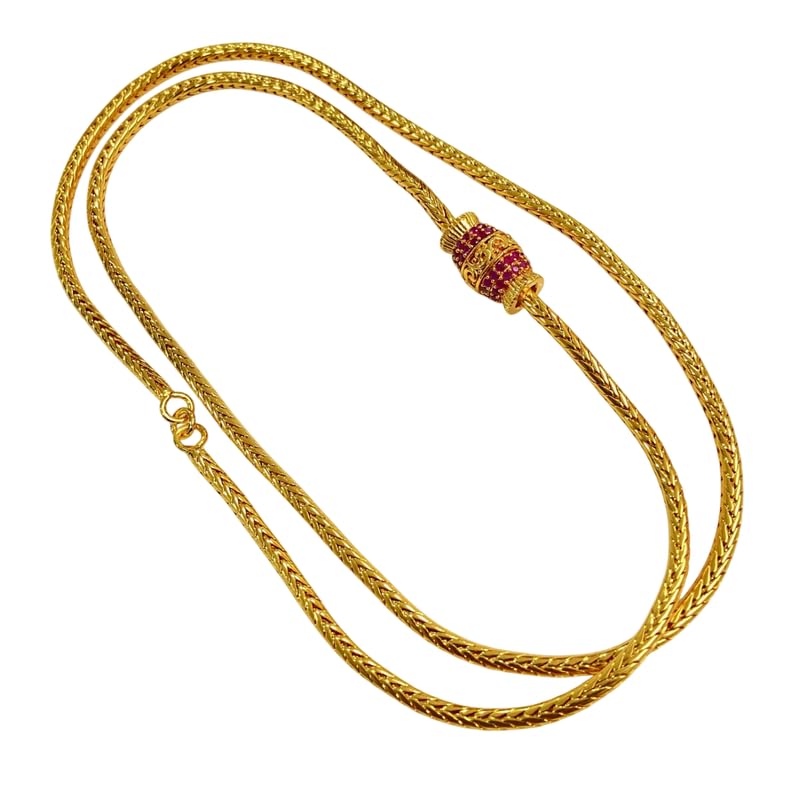 Chain for Women & Girls (Attached Moph) | Micro Gold | Ethnic Jewelry for Women | Traditional, Wedding & Celebration Wear DamruStyle3 Ruby