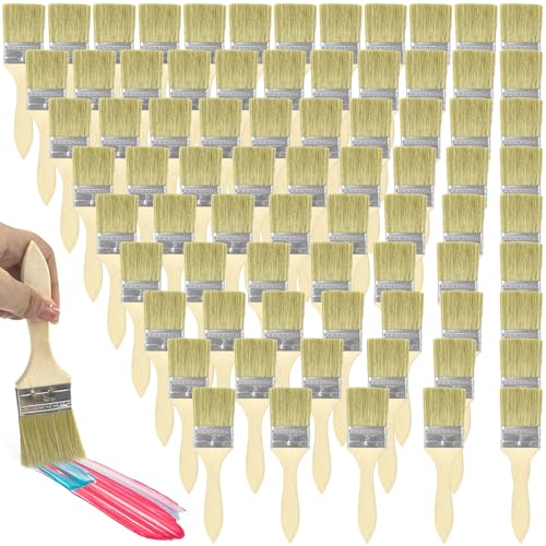 120PCS Chip Brushes 2 Inch Bulk Chip Paint Brushes Bulk Paint Brushes Wooden Stain Brushes for Paint Glues Varnish Art and Crafts Supplies