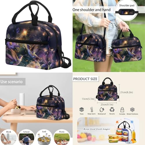 Hummingbird Flower 17 Inch Backpack Set School Bag with Insulated Lunch Portable Bag Pencil Holder Organizer 3 Piece for Children Boys Girls Teens Schoolbag Knapsack3