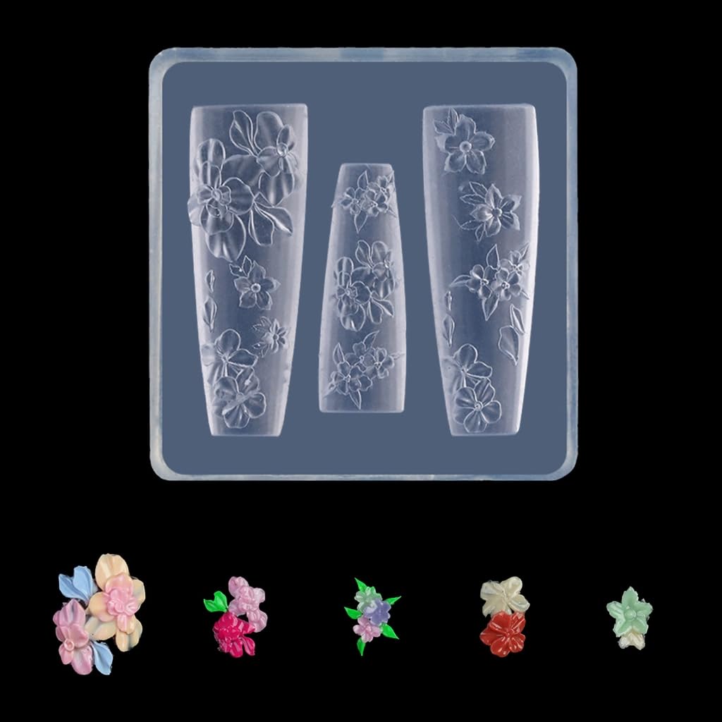 Nails Art Silicone Mold 3D Nails Art Carving Mold Templates for Precise Embossed Pattern Nails Tools Nails Charm for Sal