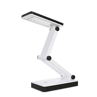 Decdeal Portable Folding 24 LED Table Lamp Desk Light Sensitive Touch Control 3 Levels Adjustable Brightness Dimmable USB Charging Port 4 * AA Batteries Powered Operated for Students Reading Working