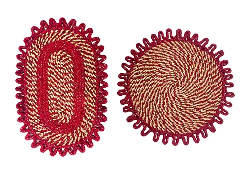 Image of Cotton Doormat for Home |Handmade Cotton Doormat | Quick Dry, Washable Door Mat for Home, Bathroom & Bedroom (Red-R)
