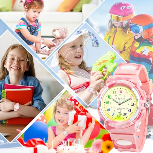 Image of Juboos Kids Watch Analog for Boys Girls, Childrens Waterproof Soft Strap Kids Time Teaching Quartz Wristwatch for Ages 5-15