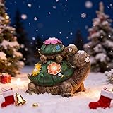TERESA'S COLLECTIONS 6.7 Inch Garden Statues Turtle Figurines, Solar Powered Garden Lights for Outdoor Patio Yard Decorations