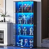 [Vitrina más grande]: Esta vitrina de vidrio mide 70 cm de largo y 35 cm de ancho e incluye cuatro estantes, iluminación y puertas de vidrio. Es perfecta para exhibir sus figuras y objetos de colección; ideal para su sala de juegos, dormitorio u oficina.