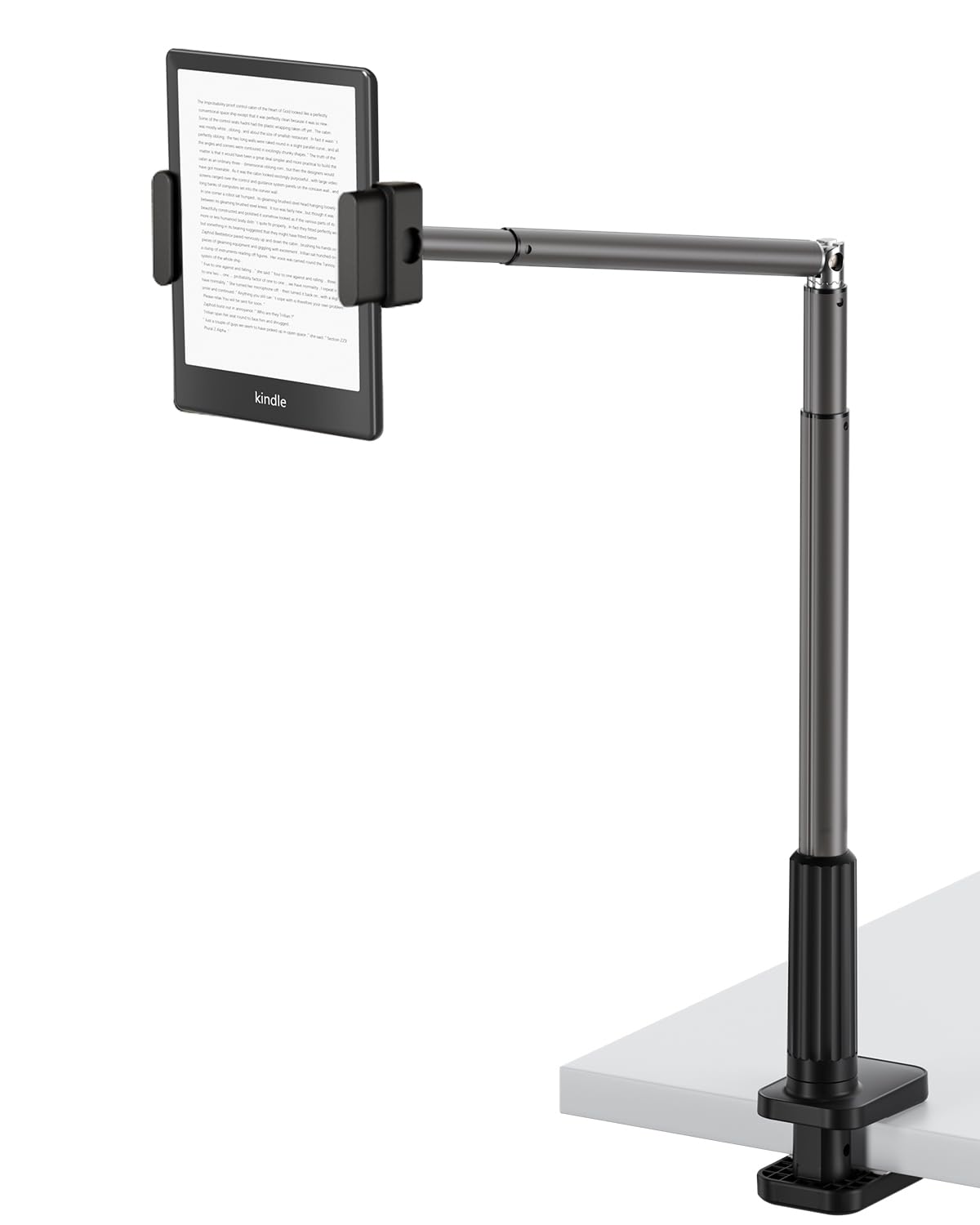 Tablet/Phone Holder for Bed, 360° Rotation Cell Phone Holder, Flexible Long Arm Headboard Bedside Clip, Multi-Functional Overhead Phone Mount for 3.5-11" Phones, Tablets, Kindle, Black