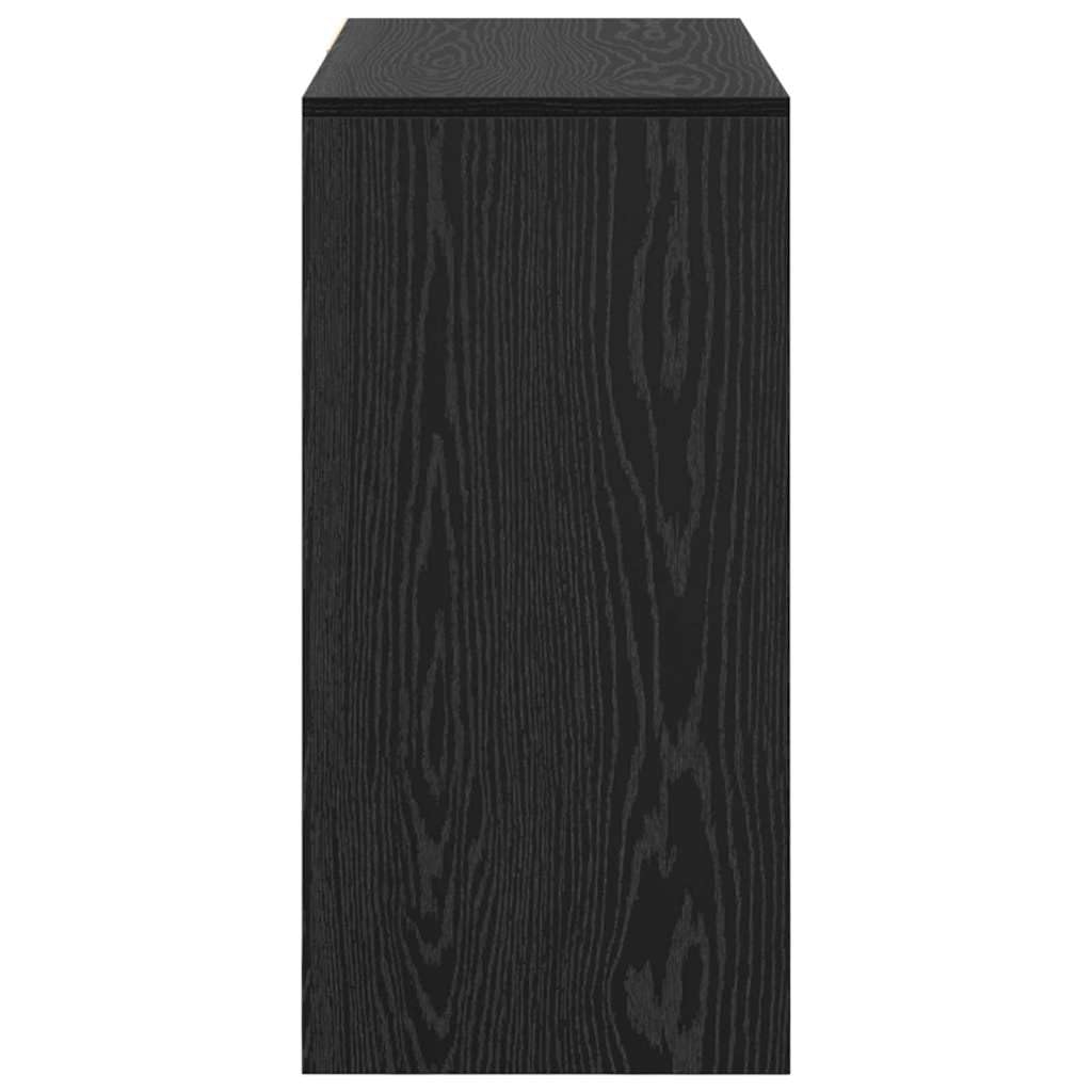 Scrivania con scaffale, colore nero, effetto rovere, 90 x 37,5 x 75 cm, moderna scrivania per computer per ufficio, robusto materiale in legno con spazio di archiviazione