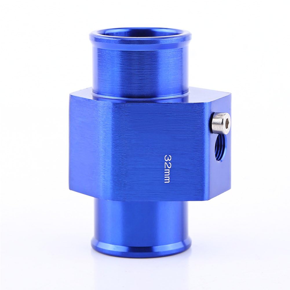 AUTOZOCO Tube Hose Temperature Sensor Adapter, 32mm Internal Diameter and External Diameter 34mm, Length 68mm, Includes Clamps, Aluminum Alloy, Blue, 32mm