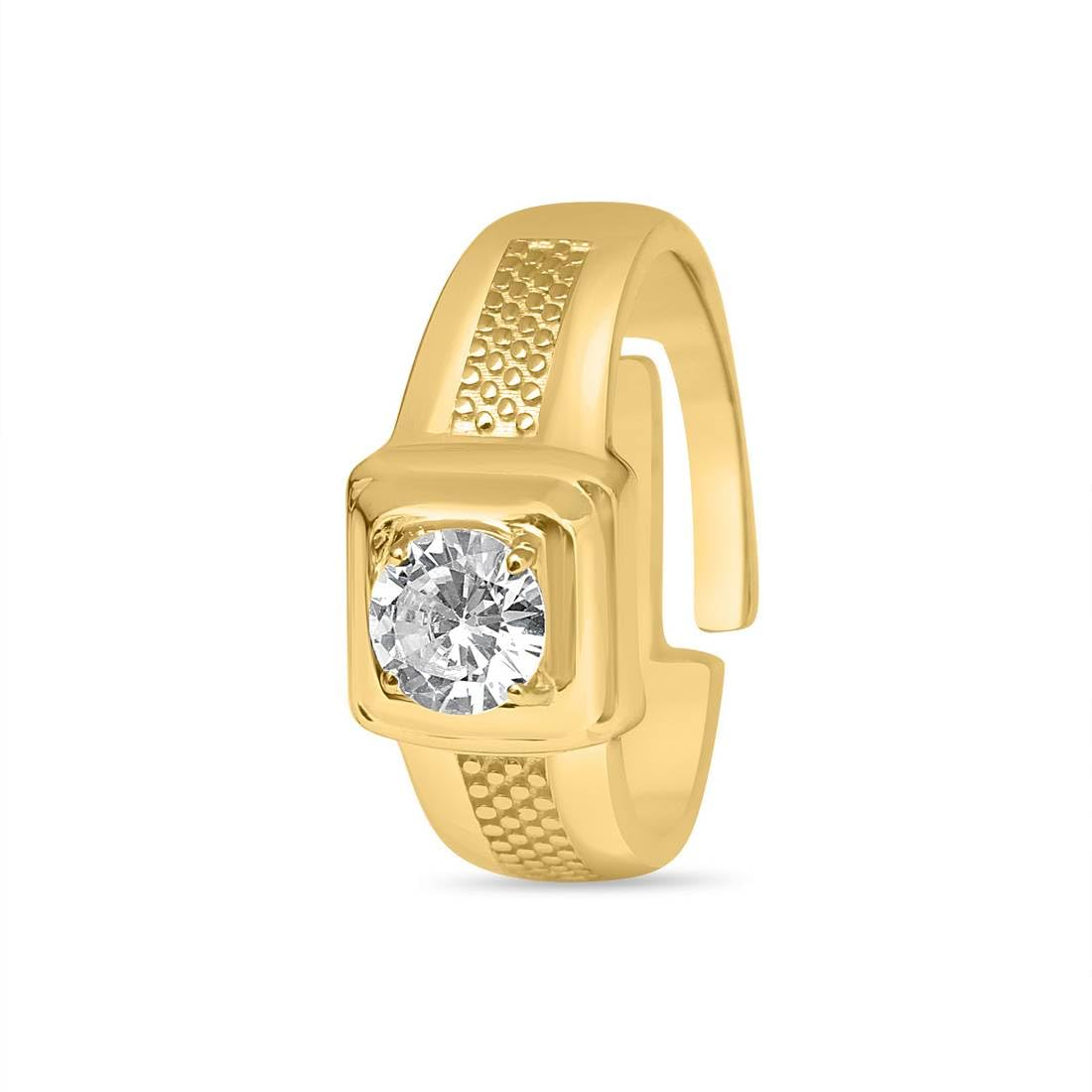 ZAVYA925 Sterling Silver Gold Plated Solitaire 1 Micron Ring | Gift for Men & Boys | With Certificate of Authenticity and 925 Hallmark