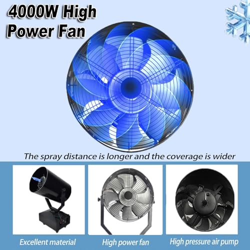 Máquina de nieve para exteriores, máquina de copos de nieve con cabeza oscilante de 4000 W y control remoto inalámbrico, ángulo ajustable 360° miniatura 2