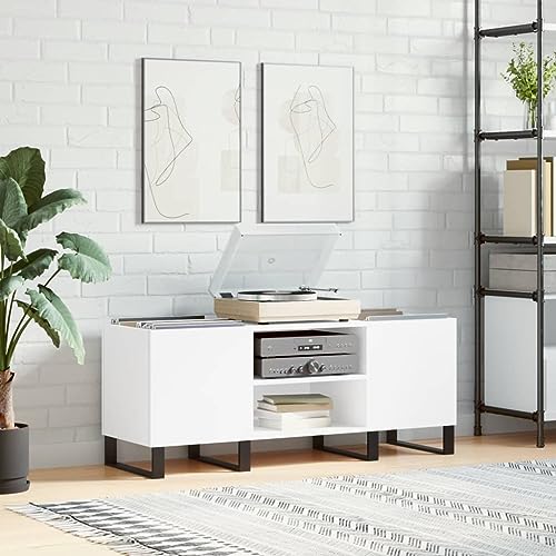 Armario para discos de vinilo blanco que optimiza el espacio de tus medios con diseño elegante 2