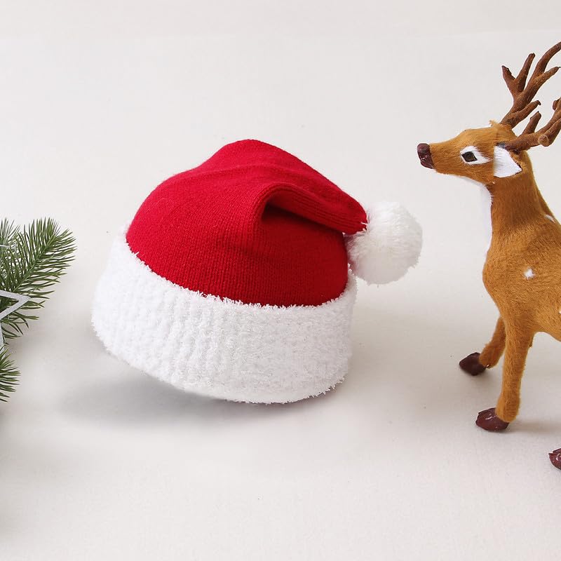Image of LAWKUL My First Christmas Santa Hat Toddler Baby Knit Beanie Baby Pom Pom Beanie Red Baby Beanie
