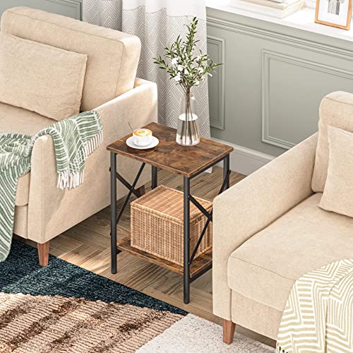 Alloswell Nightstands Set Of 2, End Tables With Storage Shelf, Bedside Tables X-Shaped Design, Side Tables For Living Room, Bedroom, 14.6 X 10.6 X 19.9 Inches, Easy Assembly, Rustic Brown Ethr2801S2 #TOP5