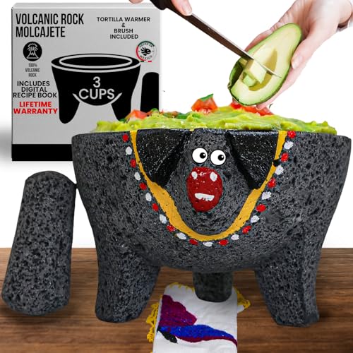 CUITAXI Pig Molcajete Mexicano Volcanic Rock Handmade | Mexican molcajete Bowl Lava Rock | molcajete Mortar and Pestle | molcajete de Piedra volcanica molcajete Volcanic Rock Guacamole Maker