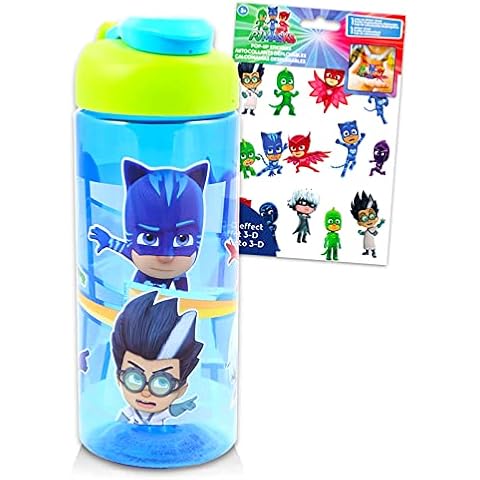 PJ Masks Water Bottle School Supplies Bundle ~ 16.5oz PJ Masks Sports Bottle | Refillable PJ Masks Bottle For Kids, Boys, Girls With PJ Masks Stickers Cover