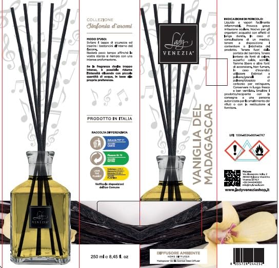 Ricarica Diffusore Bastoncini Lady Venezia 500ml - Fragranza Vaniglia Del Madagascar, Per Ambiente Profumato - Foto 6