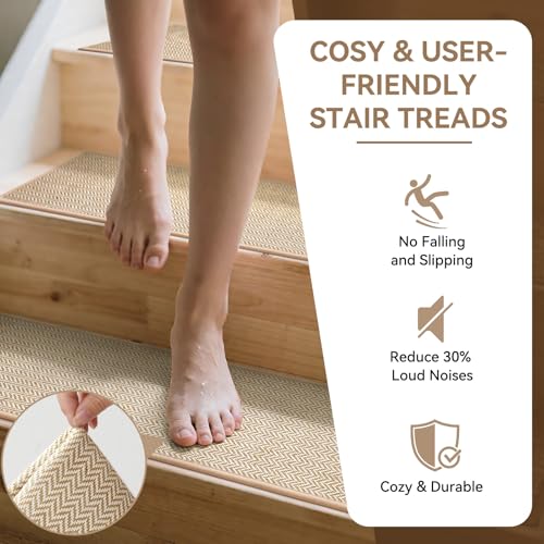 YDKGL Stair Treads for Wooden Steps Non Slip Indoor Beige 8 x 30 15 Pack