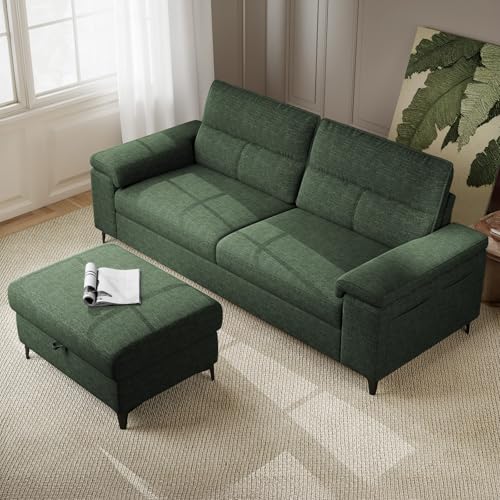 Image of Upvilla 88.97 inch L Shaped Sectional Couches for Living Room(Green)