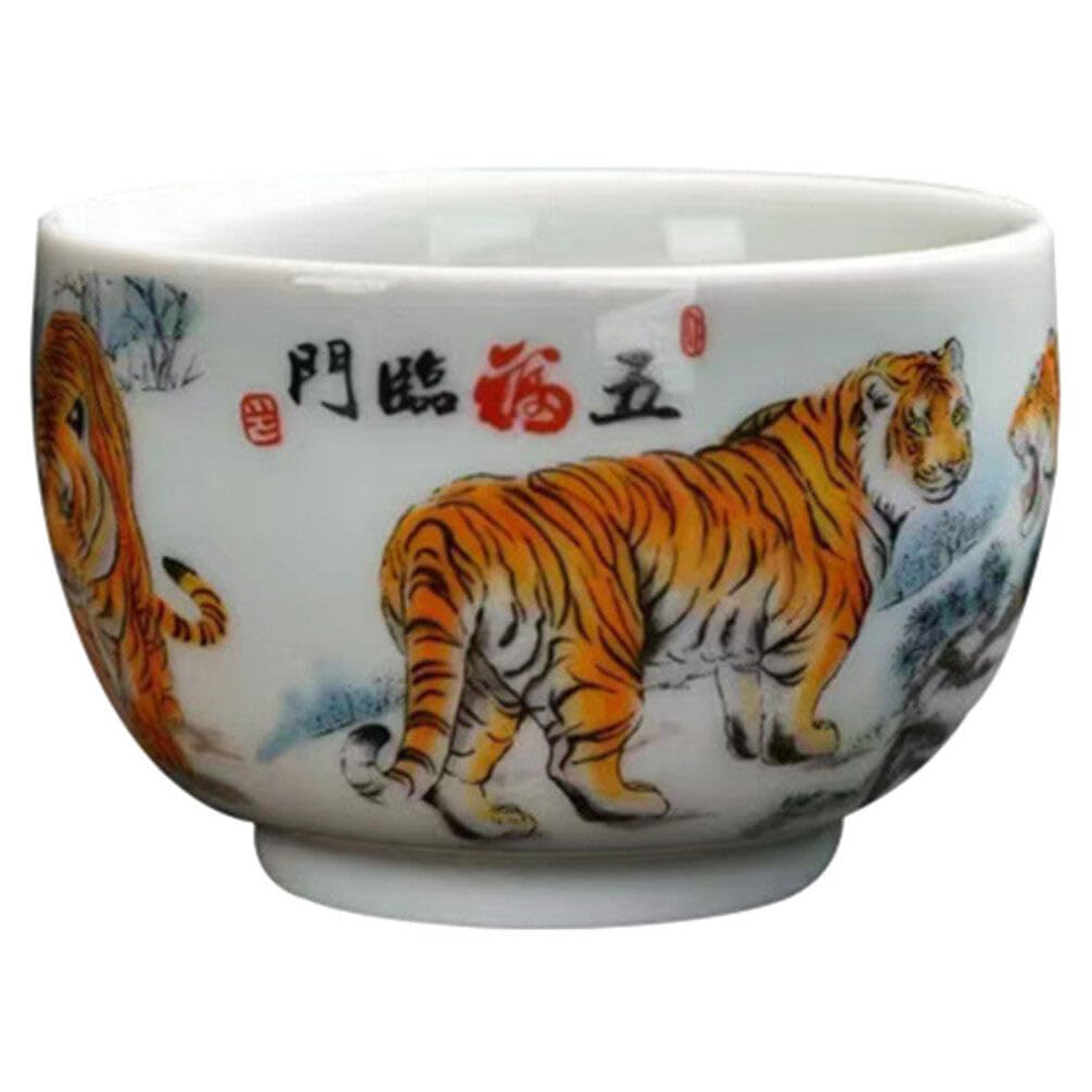 Tasse à thé Tigre zodiaque chinois en céramique Kung Fu pour expresso et saké japonais