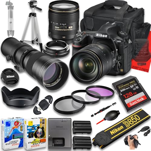 Nikon D850 fW^჌tJ AF-S NIKKOR 24-120mm f/4G ED VRYA420-800mm f/8 Super HD]Y + 128GB + \obe[ + JP[X + ̑ (25Zb