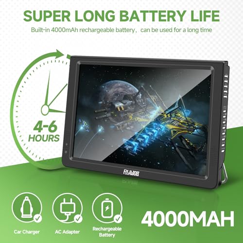 12” Portable TV with Antenna,Battery Powered TV LCD Monitor Portable TV with ATSC,Media Player (HDMI,USB and AV Input) with Remote&TV Stand,Portable TV for Camping,Car,Travel Emergency - Image 5