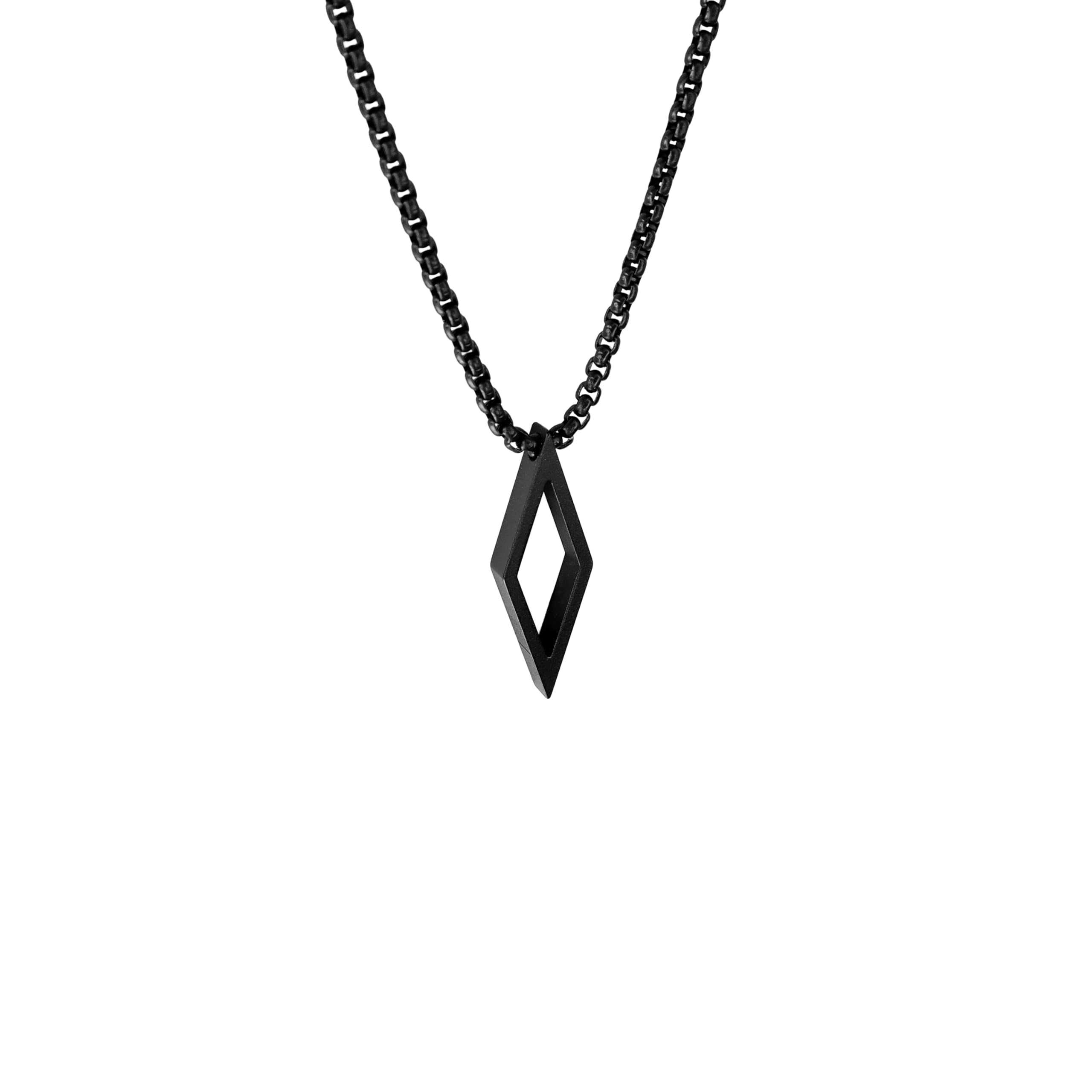 Dustill Edelstahl Halsketten | 60 cm | Matt-Schwarz & Silber | Moderne Anhänger in verschiedenen Formen