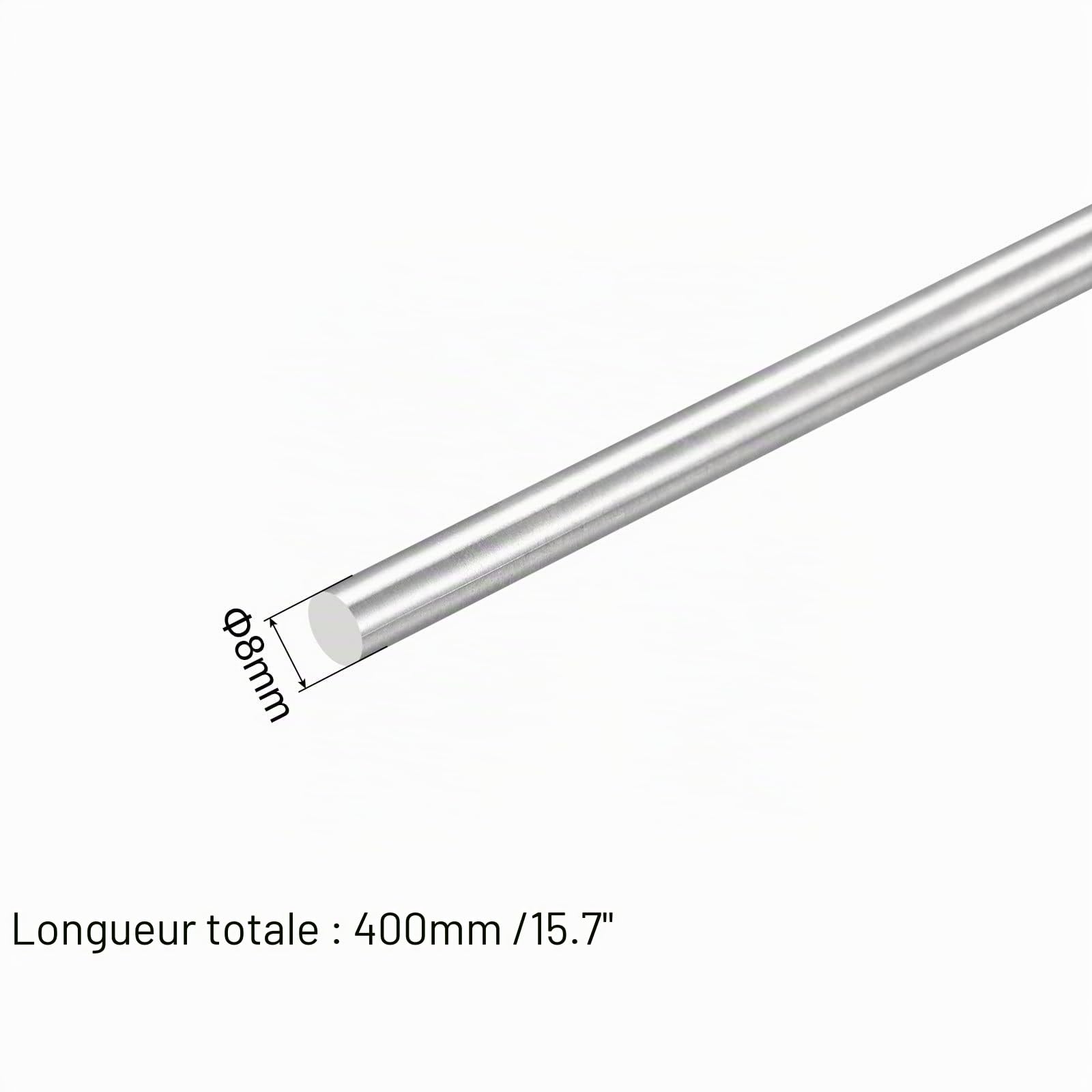 sourcing map Tiges Acier Inox 304 Rond, 8mm x 400mm Solide Arbre Tiges pour Bricolage Artisanat Modèle Voiture Hélicoptère Avion, Paquet de 2
