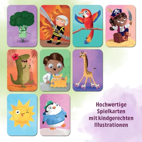 Moses. Wer Bin ich? Zeitloses Kinderspiel für die ganze Familie, Gesellschaftsspiel mit 40 lustigen Illustrationen, Reisespiel in Metalldose für unterwegs, für Kinder ab 5 Jahren und 2-6 Spieler