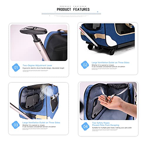 GJEASE Large Pet Rolling Carrier with Wheels for Up to 35 LBS(Upgrade